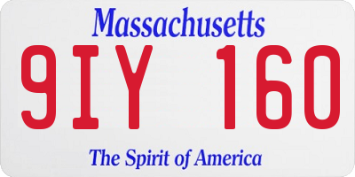 MA license plate 9IY160