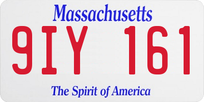 MA license plate 9IY161