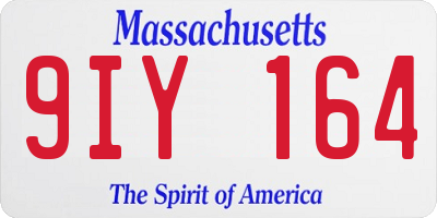 MA license plate 9IY164