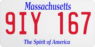 MA license plate 9IY167