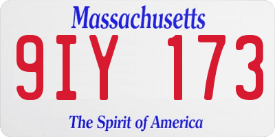 MA license plate 9IY173