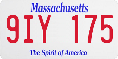 MA license plate 9IY175