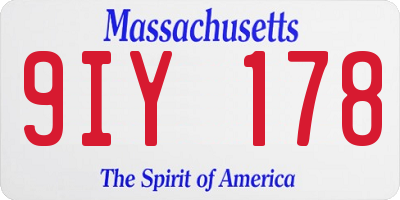 MA license plate 9IY178