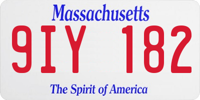 MA license plate 9IY182