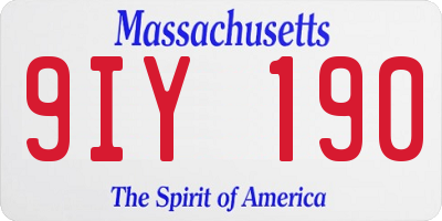 MA license plate 9IY190