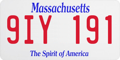 MA license plate 9IY191