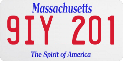 MA license plate 9IY201