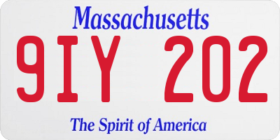 MA license plate 9IY202