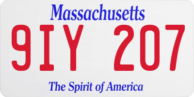 MA license plate 9IY207