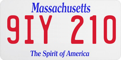 MA license plate 9IY210