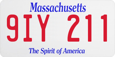 MA license plate 9IY211