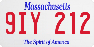 MA license plate 9IY212