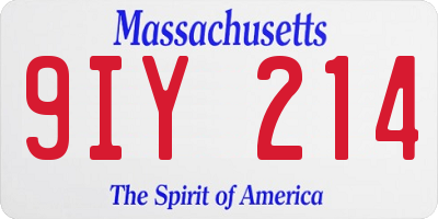 MA license plate 9IY214