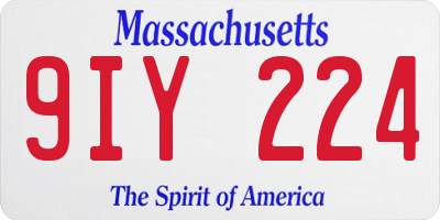 MA license plate 9IY224