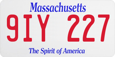 MA license plate 9IY227