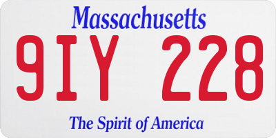 MA license plate 9IY228