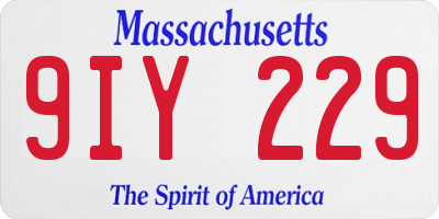 MA license plate 9IY229