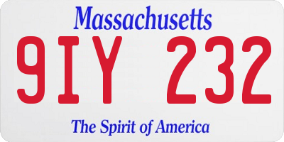 MA license plate 9IY232