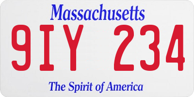 MA license plate 9IY234
