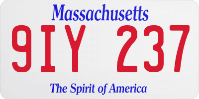 MA license plate 9IY237