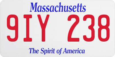 MA license plate 9IY238