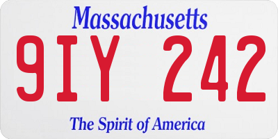 MA license plate 9IY242