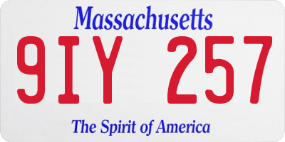 MA license plate 9IY257