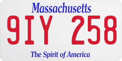 MA license plate 9IY258