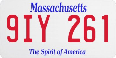 MA license plate 9IY261
