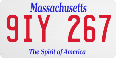 MA license plate 9IY267