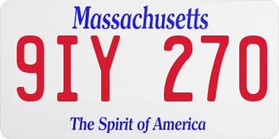 MA license plate 9IY270