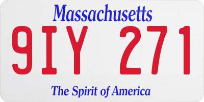 MA license plate 9IY271