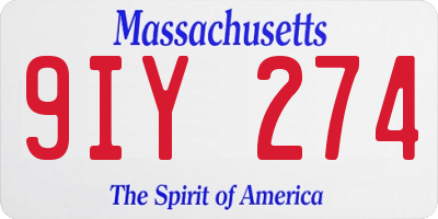 MA license plate 9IY274