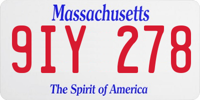 MA license plate 9IY278