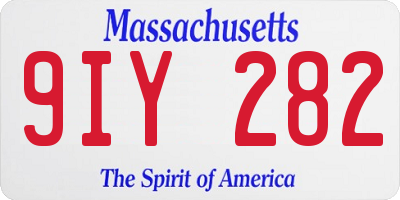 MA license plate 9IY282