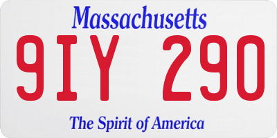 MA license plate 9IY290