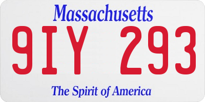 MA license plate 9IY293