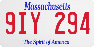 MA license plate 9IY294