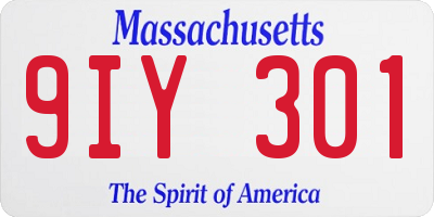 MA license plate 9IY301