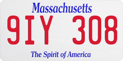 MA license plate 9IY308