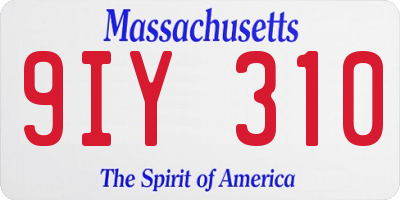 MA license plate 9IY310