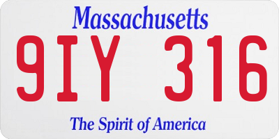 MA license plate 9IY316