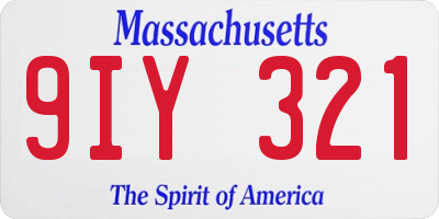 MA license plate 9IY321