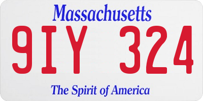 MA license plate 9IY324