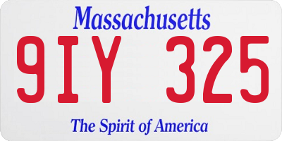 MA license plate 9IY325