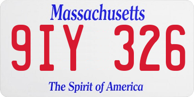 MA license plate 9IY326