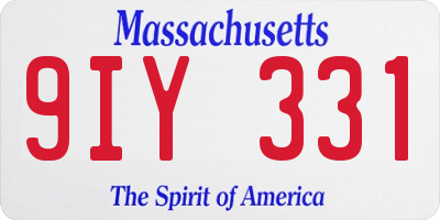 MA license plate 9IY331