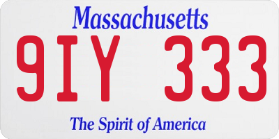 MA license plate 9IY333