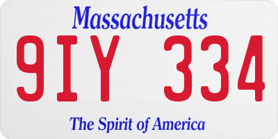MA license plate 9IY334
