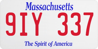 MA license plate 9IY337